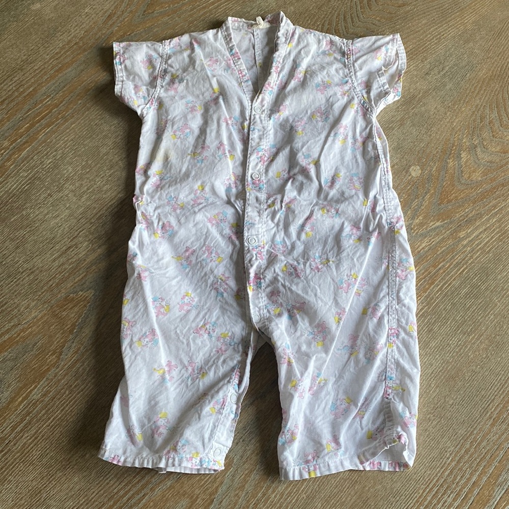 Vintage puppy marching band print snap 1 piece jumpsuit romper sz 18 m